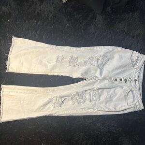 Women's White Distressed Jeans